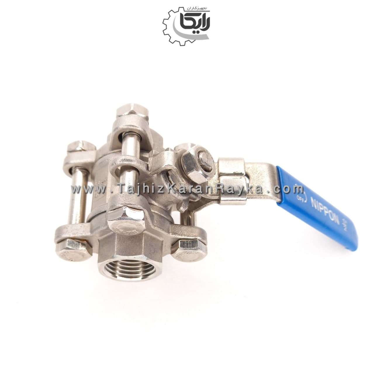 شیر گازی (توپی Ball Valve) چهار پیچ دنده ای استنلس استیل